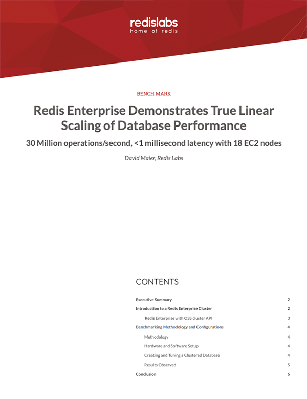 万博体育彩Redis Enterprise展示了数据库性能的真实线性缩放